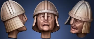 3D модель Голова старика в шлеме в стиле комиксов (STL)